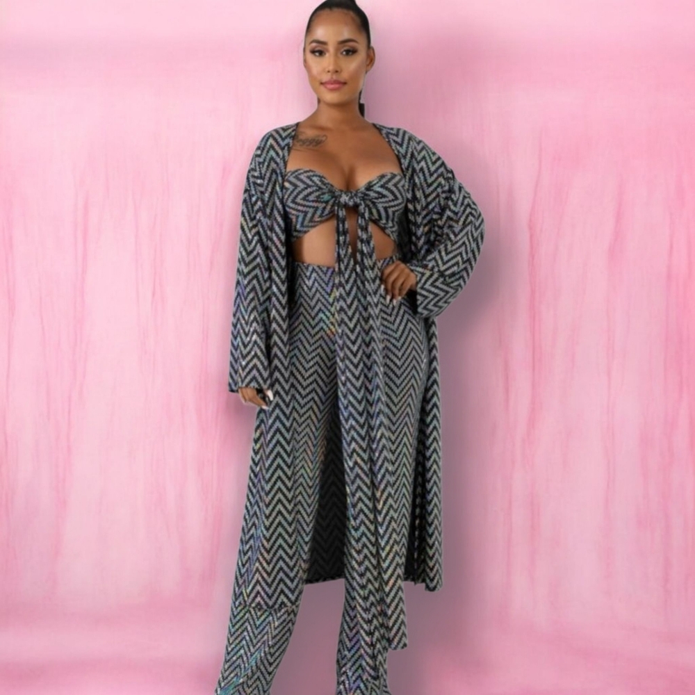 Three piece sequins set